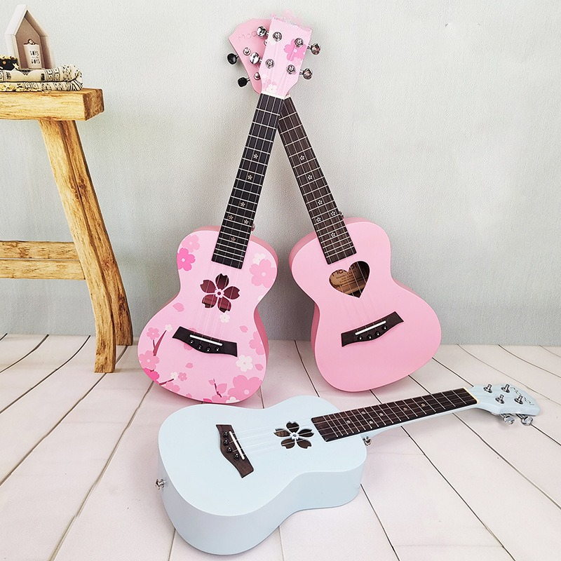 Musical Instrument Ukulele - أوكوليلي للمبتدئين، جيتار صغير وردي للأطفال،